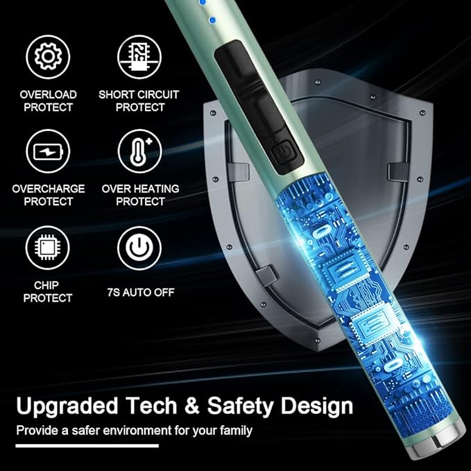 MeeToo Candle Lighter Electric Lighter Rechargeable USB Type-C Lighters for Candle BBQ Camping Fireworks (Green)