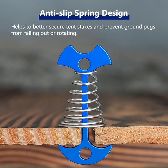 6Pcs Fishbone Deck Anchor Pegs with D Carabiners, Aluminium Deck Tent Stakes with Spring Buckle Aluminium Deck Windproof Tent Stakes for Outdoor Camping Hiking