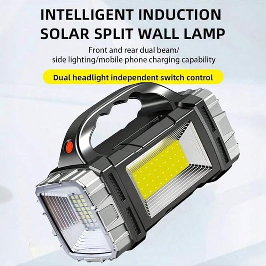 Solar Handheld Flashlights Spotlight Updated Rechargeable Double-Headed High Lumens Camping Essentials Lantern, 2 Light Modes Portable Searchlight
