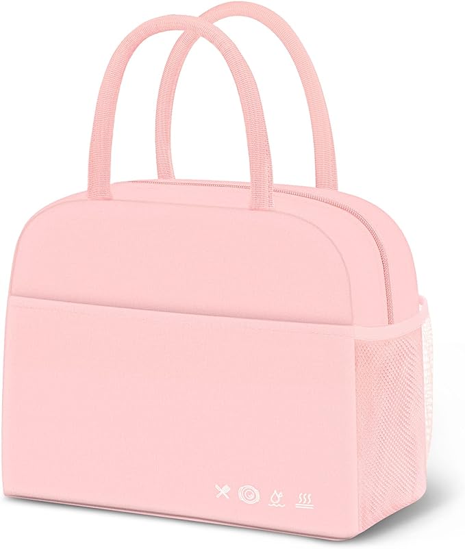 Lunch Bag Lunch Box for Women Men Reusable Insulated Lunch Bags for Adults,Leakproof Cute Cooler Lunch Tote Bag,Large Capacity for Work Travel Picnic, PINK