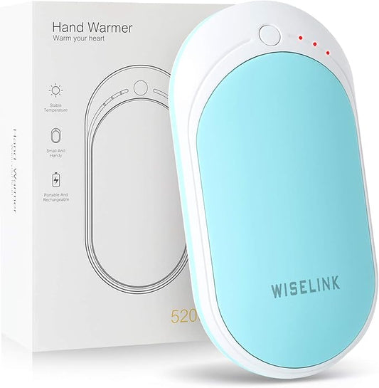 Rechargeable Hand Warmer, 5200mAh Electric Hand Warmers Reusable, Portable USB Power Bank, Double-Sided Quick Heating Handwarmer for Hunting, Golf, Camping, Skiing, Winter Gift for Women, Men