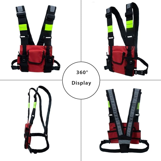 Ousawig Universal Radio Chest Harness Bag Tactical Chest Front Pack Pouch Holster Vest for Two Way Radio Walkie Talkie