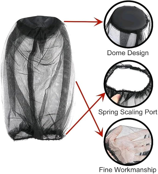 Suitable for Men and Women Outdoor Fishing Hiking Camping Mountaineering Anti-bee Anti-Mosquito Head Net Veil Masks(4pcs) Black