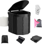 Portable Camping Toilet, Folding Toilet for Adults with Lid and Retractable Toilet Paper Holder, Waterproof Porta Potty with Carry Bag and Disposible Liners for Camping, Hiking, RV Travel, Road Trips