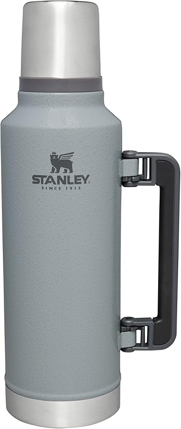 Stanley Classic Legendary Vacuum Bottle 2.0 qt | Wide Mouth with Leakproof Cup Lid | Keep Drinks Hot or Cold | Packable for Travel | Insulated Stainless Steel Thermos | BPA-Free | Hammertone Silver