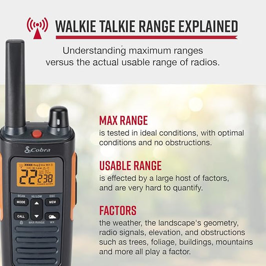 Bundle of Cobra RX680 Walkie Talkies (2-Pack) + Cobra ACXT1037R FLT Floating Walkie Talkie (1 Pack)