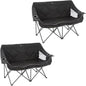 ARROWHEAD OUTDOOR 2-Pack Portable Folding Camp Loveseat Chair w/Glass & Cup Holders, Heavy Duty Carry Bag, 650 lbs Weight Capacity