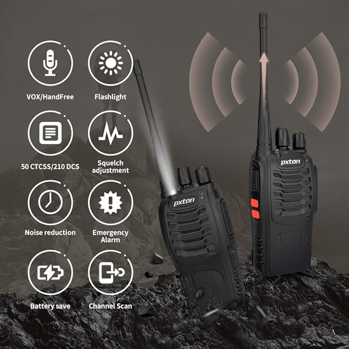 walkie talkies for Adults Long Range with Upgraded Earpiece,radios walkie talkies Rechargeable Portable Two Way Radios with 6 Way Multi Gang Charger and Li-ion Battery (6 Pack)