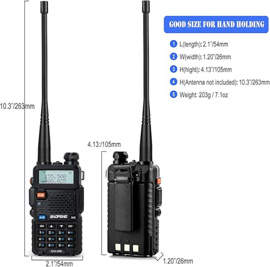 BAOFENG UV-5R Ham Radios Walkie-Talkies: Ham Radios Long Range with 2 Rechargeable Batteries, Ham Radio Handheld with High Gain Long Antenna and Earpiece,Two Way Radio Walkie Talkies for Adults,2PCS