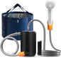 Portable Outdoor Shower, 4400 mAh Removable Rechargeable Battery, with LED Light, Battery Powered Shower Pump+Collapsible Bucket, Suitable for Hiking/Backpacking, Camping, Travel, Beach, Pet
