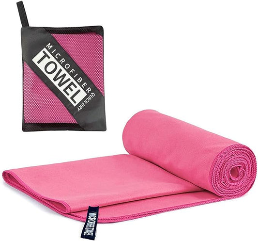 Quick Dry Towel Beach Swim Bath Towel Super Absorbent Microfiber Fast Drying Towels Lightweight for Travel Sports Camping Hiking Backpacking Gym Swimming Yoga (Rose Red, 15.75 "* 31.5")