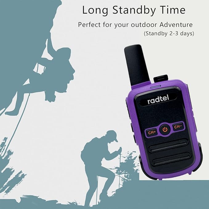 Radtel RT12 Rechargeable Walkie Talkies for Adults Long Range Handheld FRS Two Way Radio 16CH Handsfree VOX for Camping Hiking (Purple)