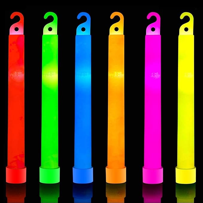 Ultra Bright 6 Inch Glow Sticks - Emergency Bright Chem Glow Sticks with 12 Hour Duration - Camping, Hiking Glow Stick Lights - for Parties and Kids Activities - Blackout Or Storm Ready Use