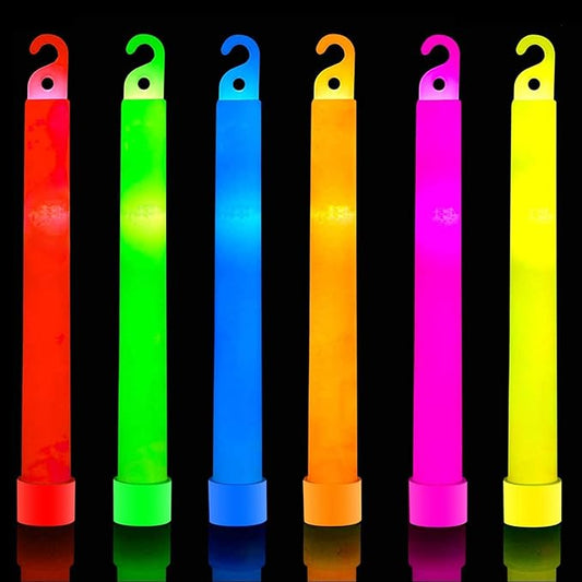 Ultra Bright 6 Inch Glow Sticks - Emergency Bright Chem Glow Sticks with 12 Hour Duration - Camping, Hiking Glow Stick Lights - for Parties and Kids Activities - Blackout Or Storm Ready Use