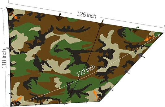 FREE SOLDIER Waterproof Portable Tarp Multifunctional Outdoor Camping Traveling Awning Backpacking Tarp Shelter Rain Tarp (Camo)