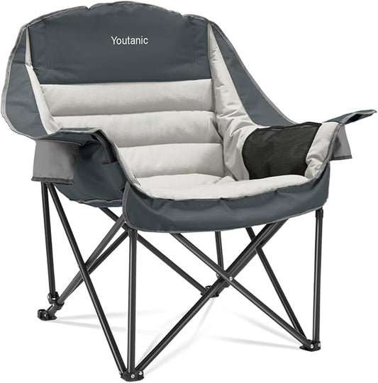 Oversized Camping Chair, Portable Folding Camping Chairs with Side Pocket, Cup Holder and Carry Bag, Heavy Duty Outdoor Camping Chairs for Adults, Fishing, Sports, Trip, up to 400lbs, Style 8