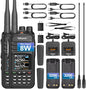 A36Plus Max Ham Radio Handheld, Airband Receiving and Scanning, Dual Band Long Range Two Way Radios with 3200mAh Rechargeable Battery, 1.44 inch Color Screen-2Pack (Black)