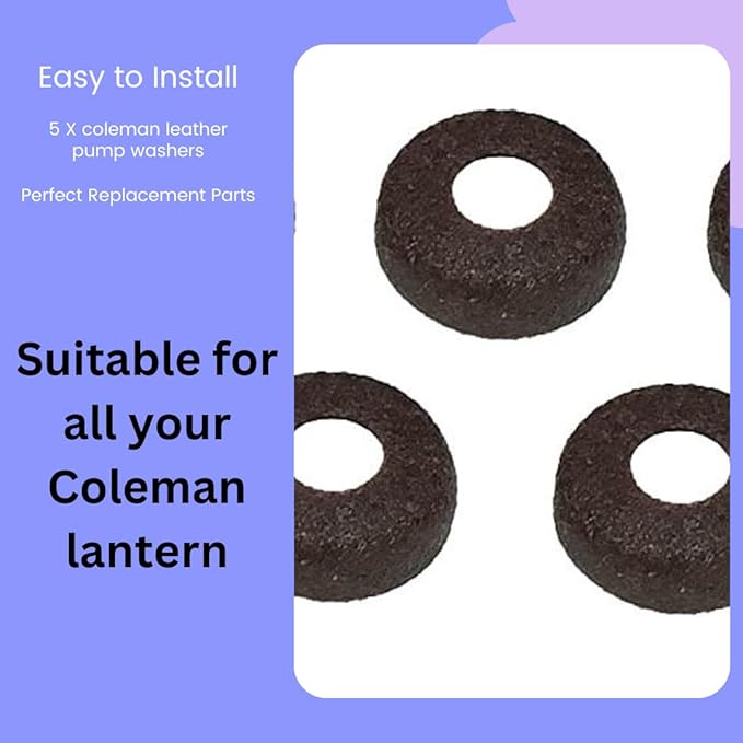 Light of Mine | Replacement Leather Washers for Coleman Lanterns, Pack of 5
