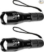 2 Pack LED Tactical Flashlight Military Grade 5 Mode High Lumens Zoomable Flashlights Portable Handheld Flash Lights for Camping Outdoor Emergency