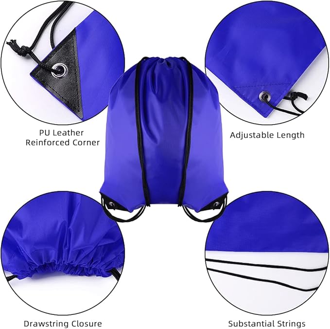 GoodtoU Drawstring Bags, Nylon Backpacks with Drawstring - Cinch Sack Gym Bags for Sport, Traveling, Team (Blue, 40Pcs)