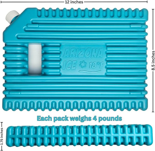 Arizona Ice Industrial Ice Packs | Replaces 10lbs of Ice |18°F (-8°C) | Deepest Grooves | May Freeze Drinks | USA Company | 12" x 8.5" | Two Pack