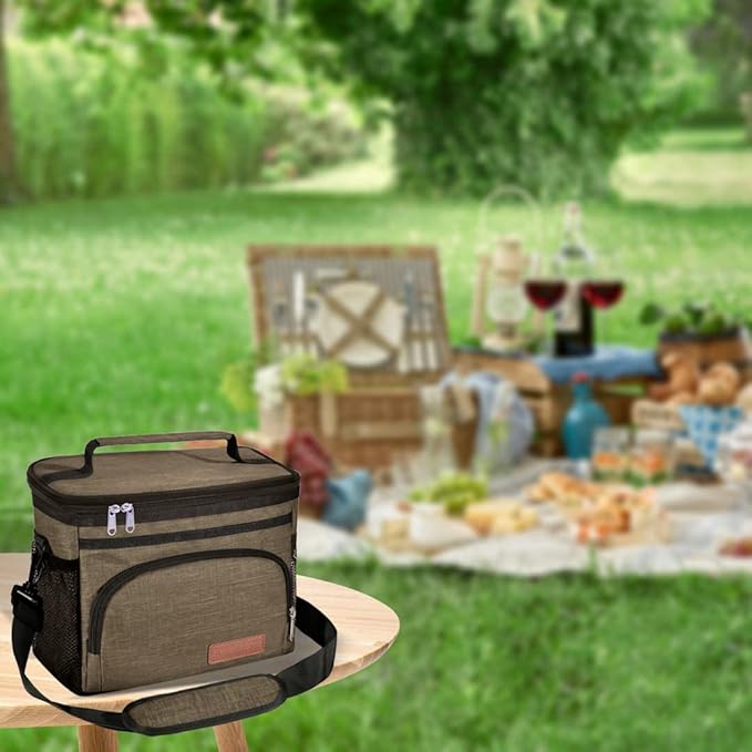 Insulated Lunch Bag for Women/Men - Reusable Lunch Box for Office Picnic Hiking Beach - Leakproof Cooler Tote Bag Organizer with Adjustable Shoulder Strap for Adults - Dark Yellow