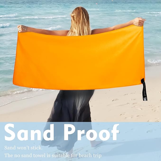 Microfiber Travel Towel, Soft Lightweight Quick Dry Towel, Super Absorbent Compact Travel & Sports & Beach Towels for Camping, Backpack, Gym, Swimming, Yoga, Hiking (L:24"×48" -Light Orange)