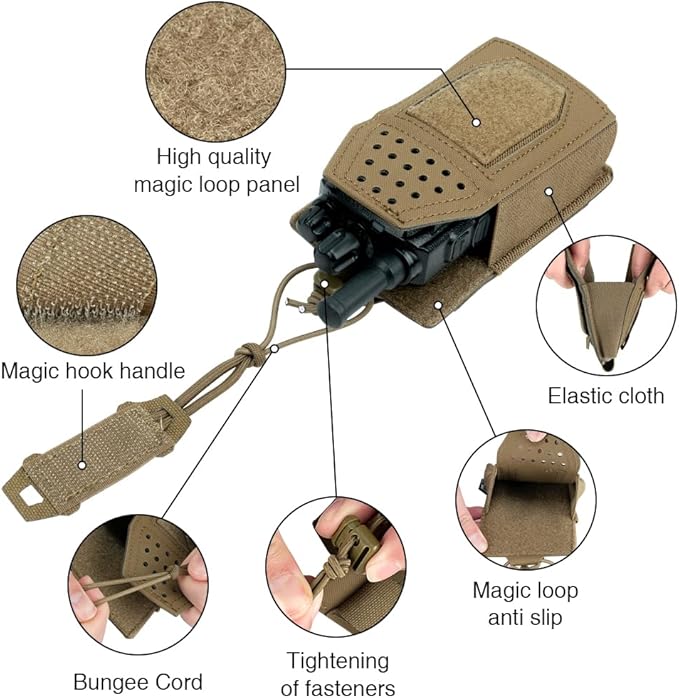 Tactical Radio Holster Molle Radio Pouch Universal Radio Holder for Walkie Talkie Motorola BaoFeng UV-5R BF-F8HP Adjustable Storage Rifle Magazine Pouch(Coyote Brown)
