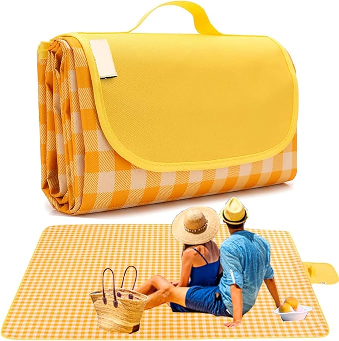 Extra Large 80"x 80" Beach Blanket, Outdoor Picnic Blankets, Waterproof Sandproof Portable Blankets, Foldable and Lightweight for Spring Summer Camping, Beach, Park