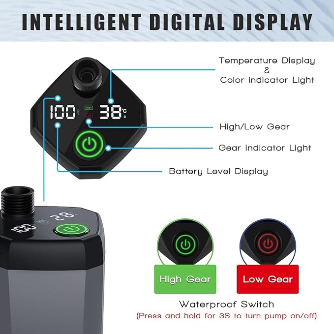 Portable Shower for Camping, [Long-Lasting] 6000mAh Rechargeable Camping Shower with Intelligent LED Display, IPX7 Waterproof Outdoor Shower Kit for Hiking, Travel, Car, Pet