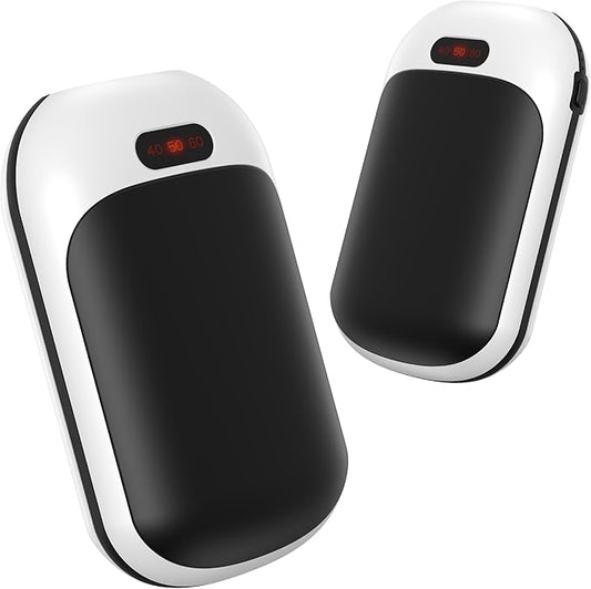 Portable Hand Warmers, 10000mAh Rechargeable Electric Hand Warmer and Power Bank, Pocket Size, Double-Sided Heating, 3 Heat Levels Up to 131℉, 12hrs Long Lasting, Winter Gift for Men Women