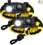 Survival Paracord Bracelet - Tactical Emergency Gear Kit with SOS LED Light, 550 Grade, Adjustable, Multitools, Fire Starter, Compass, and Whistle - Set of 2