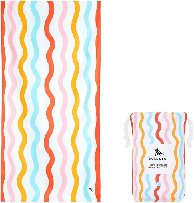 Dock & Bay Quick Drying Towel - for Sports, Gym, Travel, Yoga, Camping, Swimming - Super Absorbent, Compact, Lightweight - 100% Recycled Materials - Includes Bag - Variable Sizes