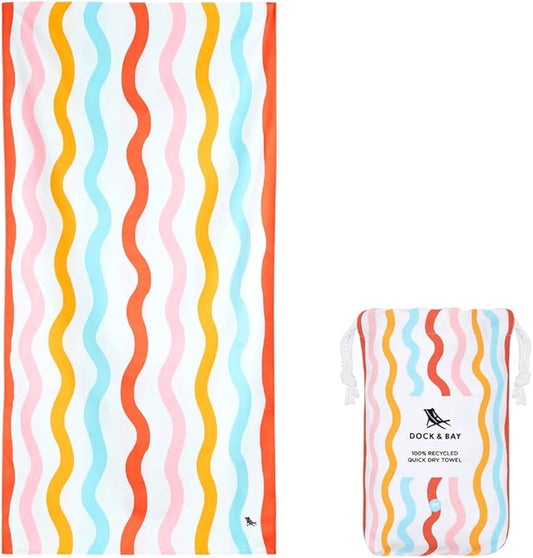 Dock & Bay Quick Drying Towel - for Sports, Gym, Travel, Yoga, Camping, Swimming - Super Absorbent, Compact, Lightweight - 100% Recycled Materials - Includes Bag - Variable Sizes