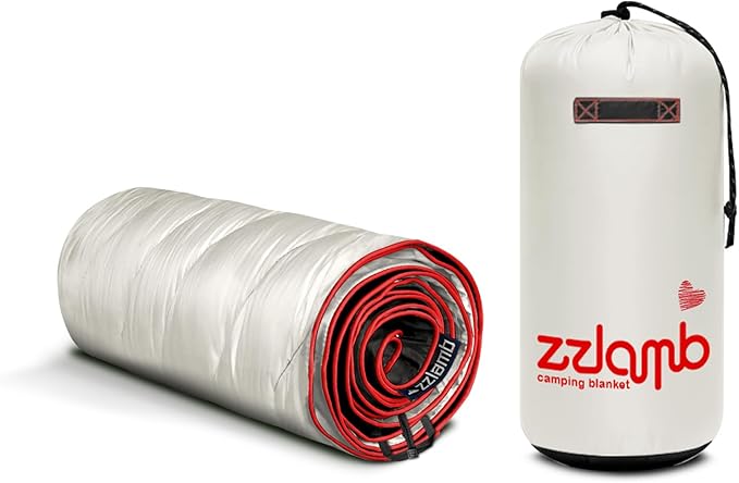 zzlamb Camping Blanket, Lightweight Cloak Puffy Down Alternative Travel Blanket, Portable & Windproof Warm Outdoor Blanket, Cozy Quilt Plane Car Picnic Hammock Beach Backpacking, 52x75in