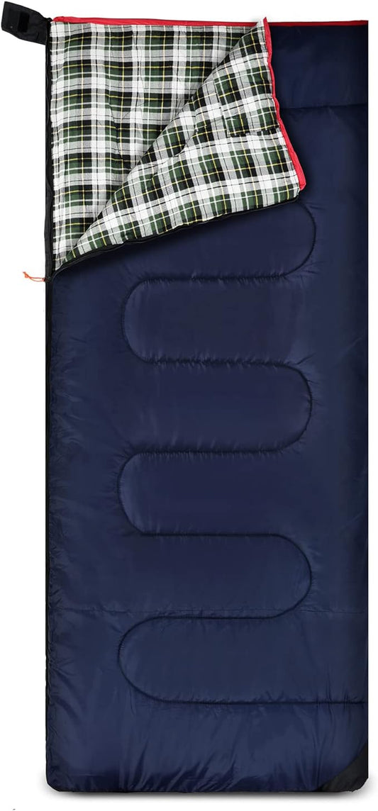 REDCAMP Cotton Flannel Sleeping Bag for Camping Backpacking, Adults Cold Weather Envelope Sleeping Bags with 2/3/4lbs Filling