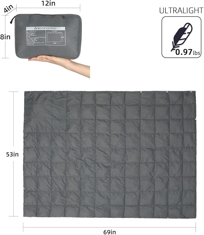 ROCK CLOUD Packable Camping Blanket Ultralight Outdoor Blankets Stadium for Hiking Camp Travel Outside Sports, Navy