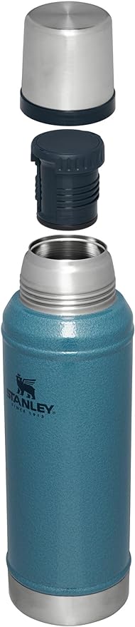 Stanley Classic Legendary Vacuum Bottle 1.0 qt | Wide Mouth with Leakproof Cup Lid | Keep Drinks Hot or Cold | Packable for Travel | Insulated Stainless Steel Thermos | BPA-Free | Hammertone Lake