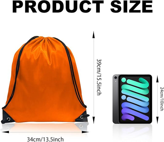 GoodtoU Drawstring Bags, Nylon Backpack Draw String Back Bag Cinch Sack Gym Bag for Sport, Traveling, Team (Orange, 16Pcs)