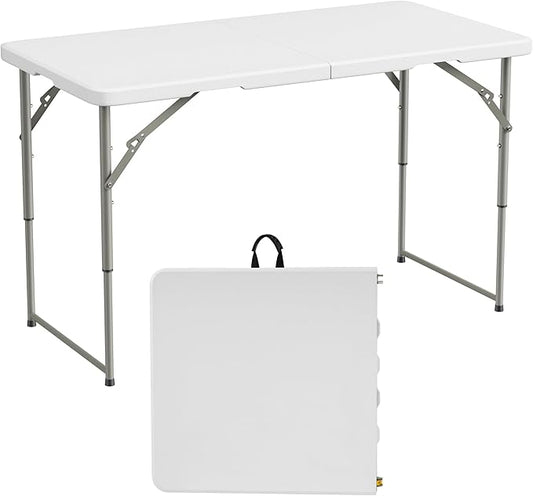Folding Table, 4 Feet Heavy Duty Fold-in-Half Utility Table Indoor Outdoor for Camping, Picnic, Party