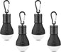 LED Camping Tent Lantern, Portable Outdoor Waterproof Emergency Light Bulb, Battery Powered with Clip Hook, Super Bright, for Hiking, Party，Camping, Fishing, Power Failure (4 Packs, Black )