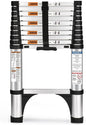 Soctone Telescoping Ladder, 10.5 FT Button Retraction Aluminum Extension Ladder with 2 Triangle Stabilizers, Multi-Purpose Ladder with Slow Down Design, 330lbs Max Capacity for House Daily Life