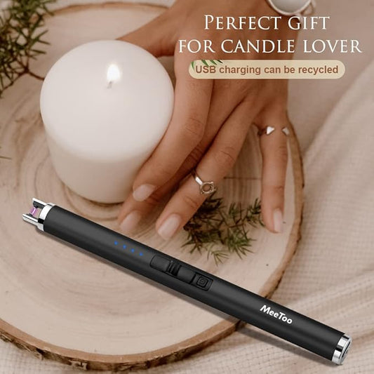 MeeToo Candle Lighter Electric Lighter Rechargeable USB Type-C Lighters for Candle BBQ Camping Fireworks (Black)