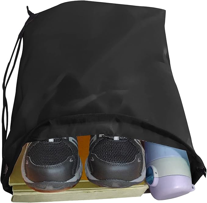 Black Drawstring Bags 28 PCS Drawstring Backpack Bulk String Backpack Cinch Bag Sackpack for Men Women Gym (Black)