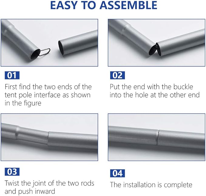 Long Leaf Tent Poles,Adjustable Steel Rods for Camping Tarps,Backpacking,Shelters,Portable Tarp Poles Rods-2 Pack