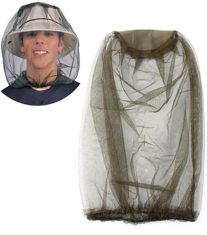 BORDSTRACT Mosquito Head Net Mesh, Mosquito Netting, Preventing Bugs Gnats Midges Biting, Face Neck Screen Net for Camping Fishing Hiking Outdoor Activities