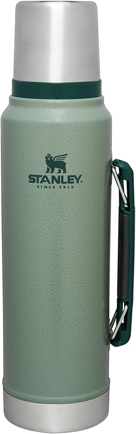 Stanley Classic Legendary Vacuum Bottle 1.1 qt | Wide Mouth with Leakproof Cup Lid | Keep Drinks Hot or Cold | Packable for Travel | Insulated Stainless Steel Thermos | BPA-Free | Hammertone Green