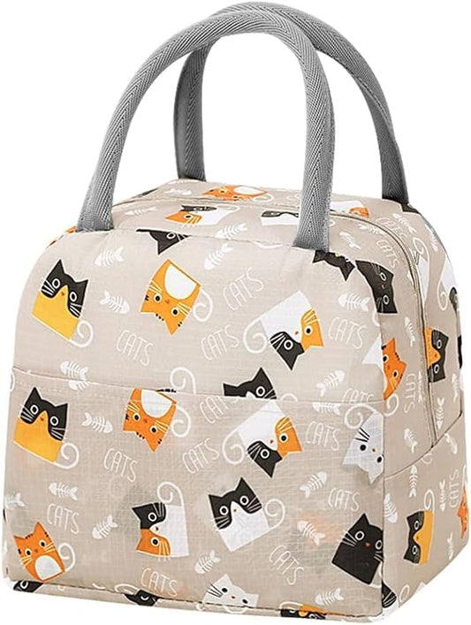 Cute Lunch Bag for Women, Insulated Lunch Bag for Men, Leakproof Thermal Lunch Box Cool Bag for Work, Picnic, Outdoor- Light Coffee