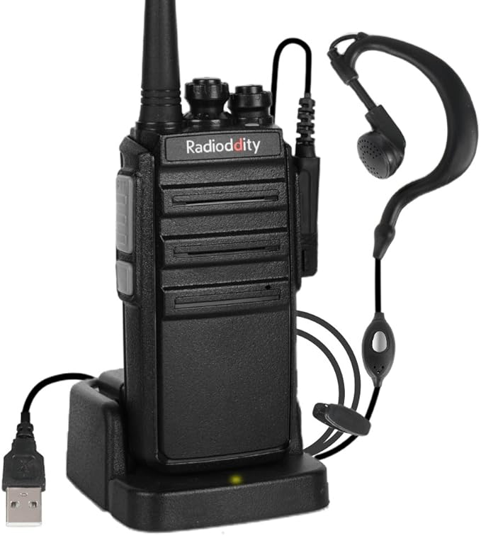 Radioddity GA-2S Long Range Walkie Talkies for Adults UHF Two Way Radio Rechargeable with Micro USB Charging + Air Acoustic Earpiece with Mic, for School Retail Business (2 Pack)