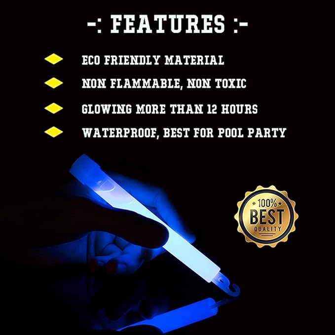 Pack of 6 Neon Colors Glow in The Dark Glow Stick Tubes Fluorescent Light Sticks Bright Glowing Rods for Graduation Party, Camping, New Year’s Eve, 6 inches, 6pcs